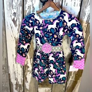 Ann Loren Unicorn Dot Pegasus Size 7-8 NWT Top/ Dress only